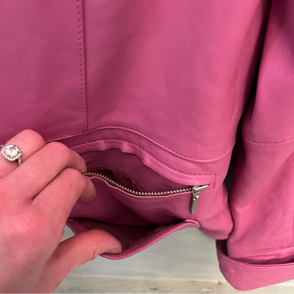 I.e.‎ Pink Blazer Style Soft Leather Jacket Medium Good Condition - Picture 5 of 10